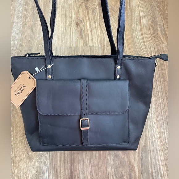 S-ZONE Women Vintage Genuine Leather Tote Bag Large Shoulder Purse Work Handbag - Picture 8 of 11